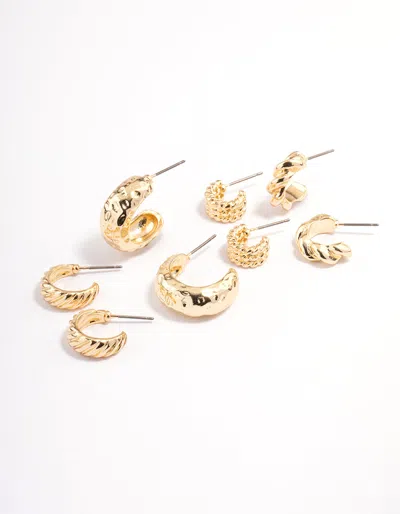 Lovisa Gold Plated Molten Multi Hoop Earrings 4-pack