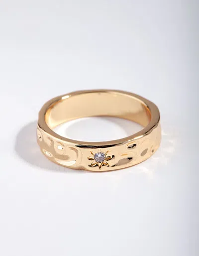 Lovisa Gold Plated Molten Star Cubic Zirconia Ring In Multi