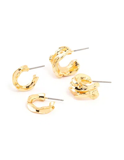 Lovisa Gold Plated Molten Thick & Thin Hoop Earrings 2-pack