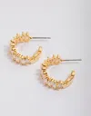 Lovisa Gold Plated Organic Cubic Zirconia Baguette Hoop Earrings In Gold
