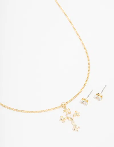 Lovisa Gold Plated Ornate Necklace & Stud Earrings Set