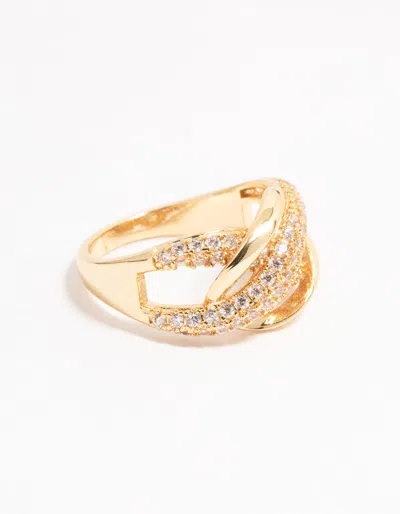 Lovisa Gold Plated Pave X Link Cubic Zirconia Ring