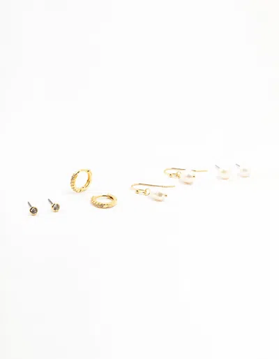 Lovisa Gold Plated Pearl Stud & Drop Earrings 4-pack