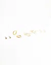 Lovisa Gold Plated Pearl Stud & Drop Earrings 4-pack Premium Gold Plated On Brass Hypoallergenic Elegant An In Beige