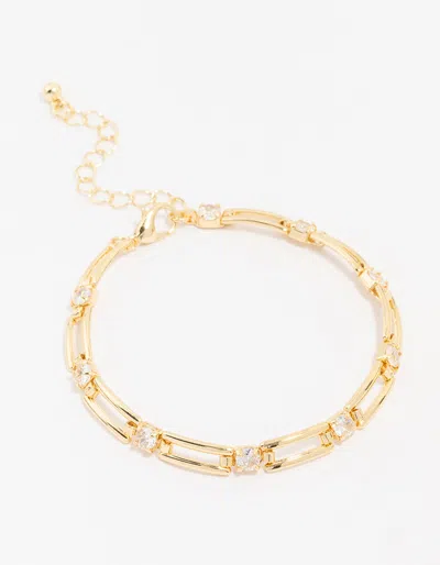 Lovisa Gold Plated Rectangular Square Cubic Zirconia Bracelet