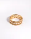 Lovisa Gold Plated Ring With Cubic Zirconia In Gold
