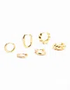 Lovisa Gold Plated Rope & Pave Cubic Zirconia Hoop Earrings 3-pack Premium Gold Plated On Brass Hypoallerge In Multi