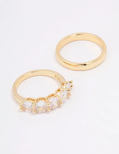 Lovisa Gold Plated Round Cubic Zirconia Double Band Ring In Silver