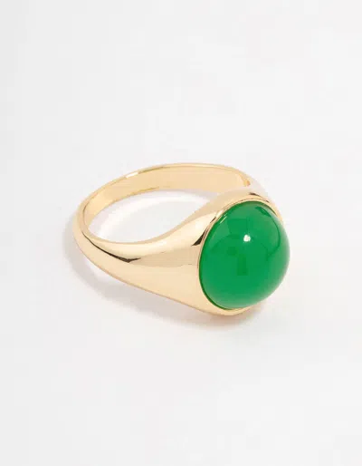 Lovisa Gold Plated Round Green Statement Stone Ring