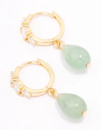 Lovisa Gold Plated Semi-precious Drop Diamante Huggie Earrings