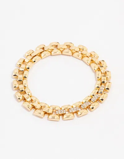 Lovisa Gold Plated Square Link Pave Chain Bracelet