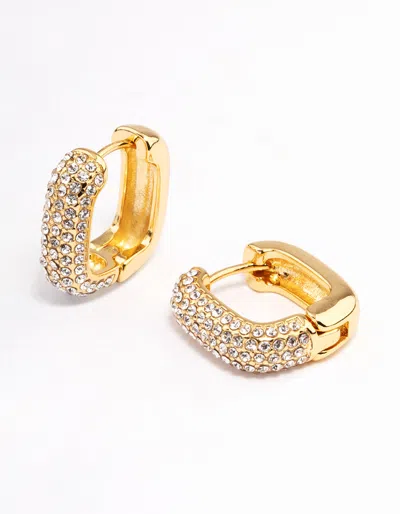 Lovisa Gold Plated Square Pave Hoop Earrings