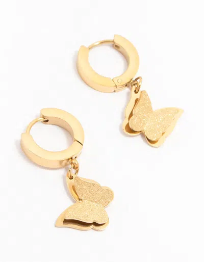 Lovisa Gold Plated Stainless Steel Butterfly Drop Huggie Earrings