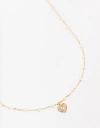 Lovisa Gold Plated Station Puffy Cubic Zirconia Heart Pendant Necklace