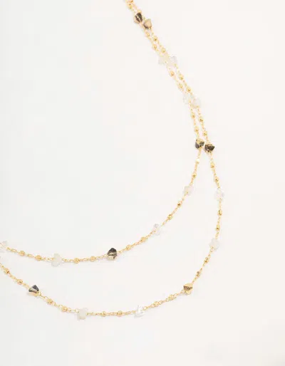 Lovisa Gold Plated Station Semi Precious Shards And Ball Layered Necklace