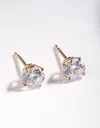 Lovisa Gold Plated Sterling Silver Cubic Zirconia 1/2 Carat Stud Earrings In Gold