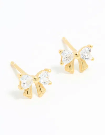 Lovisa Gold Plated Sterling Silver Cubic Zirconia Bow Stud Earrings