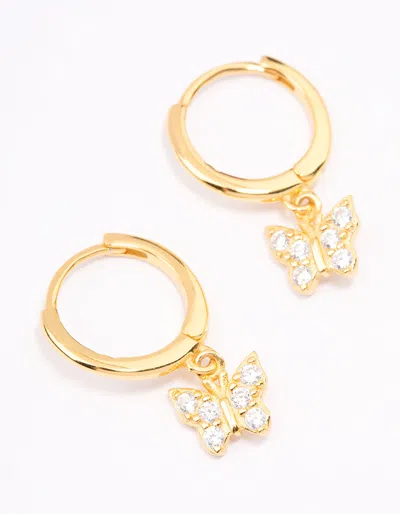 Lovisa Gold Plated Sterling Silver Cubic Zirconia Butterfly Huggie Earrings