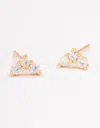 Lovisa Gold Plated Sterling Silver Cubic Zirconia Classic Trio Earrings In Gold