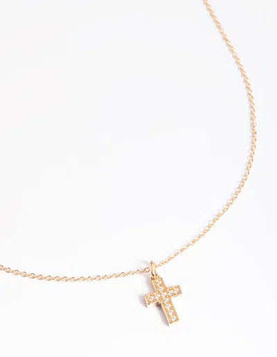 Lovisa Gold Plated Sterling Silver Cubic Zirconia Cross Necklace
