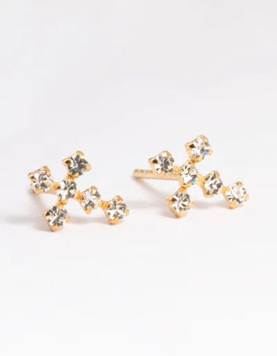 Lovisa Gold Plated Sterling Silver Cubic Zirconia Cross Stud Earrings