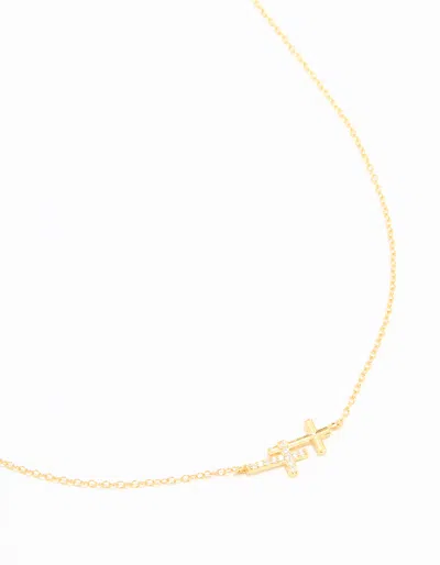 Lovisa Gold Plated Sterling Silver Cubic Zirconia Double Cross Necklace