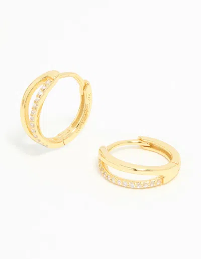 Lovisa Gold Plated Sterling Silver Cubic Zirconia Double Hoop Earrings
