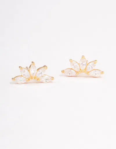 Lovisa Gold Plated Sterling Silver Cubic Zirconia Fan Stud Earrings
