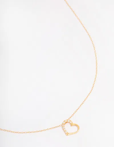 Lovisa Gold Plated Sterling Silver Cubic Zirconia Half Paved Heart Necklace