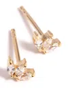 Lovisa Gold Plated Sterling Silver Cubic Zirconia Leaf Stud Earrings In Gold