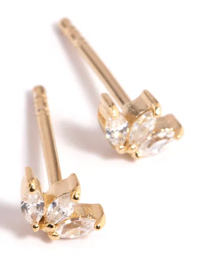 Lovisa Gold Plated Sterling Silver Cubic Zirconia Leaf Stud Earrings