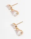 Lovisa Gold Plated Sterling Silver Cubic Zirconia Marquise Drop Earrings In Gold