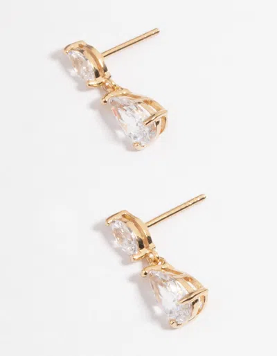Lovisa Gold Plated Sterling Silver Cubic Zirconia Marquise Drop Earrings