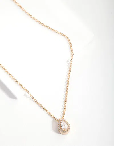 Lovisa Gold Plated Sterling Silver Cubic Zirconia Pear Halo Necklace
