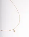 Lovisa Gold Plated Sterling Silver Cubic Zirconia Small Cross Necklace In Gold