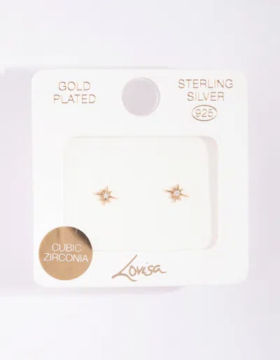 Lovisa Gold Plated Sterling Silver Cubic Zirconia Starburst Earrings