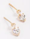 Lovisa Gold Plated Sterling Silver Heart Cubic Zirconia Stud Earrings Premium Gold Plated On 925 Sterling S In Multi