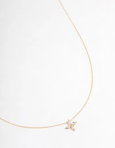 Lovisa Gold Plated Sterling Silver Marquise Flower Cubic Zirconia Necklace