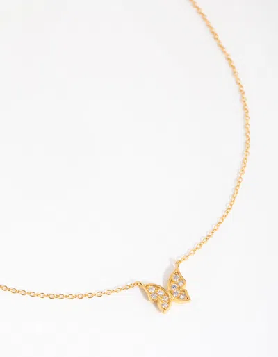 Lovisa Gold Plated Sterling Silver Pave Butterfly Necklace