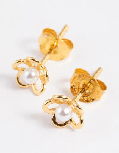 Lovisa Gold Plated Sterling Silver Pearl & Flower Stud Earrings