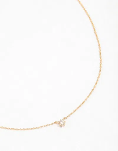 Lovisa Gold Plated Sterling Silver Round Cubic Zirconia Dainty Necklace