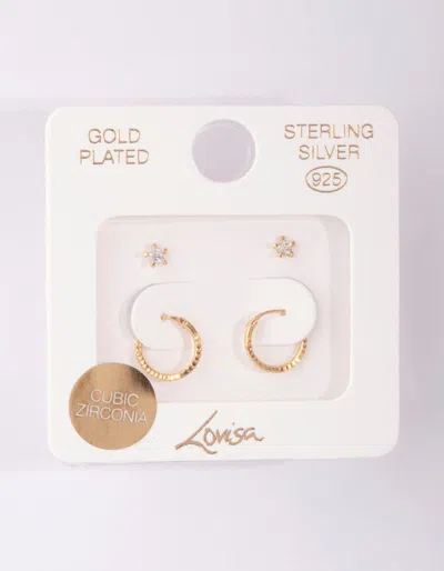 Lovisa Gold Plated Sterling Silver Star Stud Hoop Earring 2 Pack