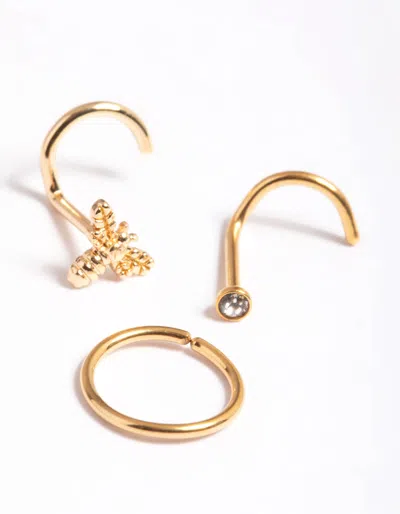 Lovisa Gold Plated Surgical Steel Bee Nose Stud 3-pack