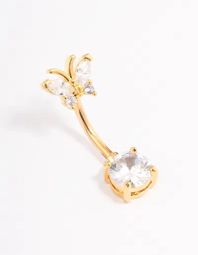 Lovisa Gold Plated Surgical Steel Cubic Zirconia Butterfly Belly Ring