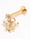 Lovisa Gold Plated Surgical Steel Cubic Zirconia Butterfly Single Flatback In Gold