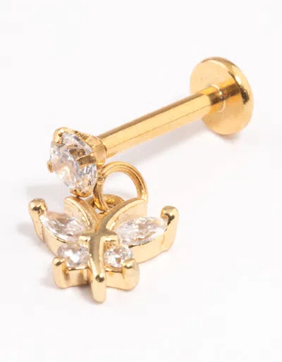 Lovisa Gold Plated Surgical Steel Cubic Zirconia Butterfly Single Flatback