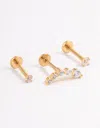 Lovisa Gold Plated Surgical Steel Cubic Zirconia Crawler Flat Back Pack