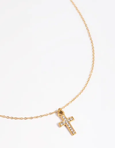 Lovisa Gold Plated Surgical Steel Cubic Zirconia Cross Necklace