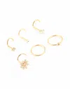 Lovisa Gold Plated Surgical Steel Cubic Zirconia Flower Nose Ring & Stud 6-pack