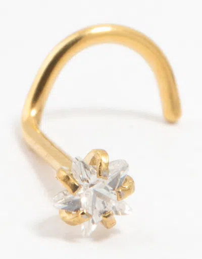 Lovisa Gold Plated Surgical Steel Cubic Zirconia Star Threadless Nose Stud